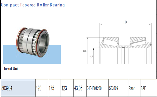 OEM 803904 Rear Wheel Bearing For Heavy Duty Truck Sealed Roller Bearings 0