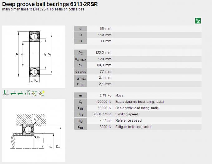 6313-2RSR FAG Ball Bearings with Lip Seals for Agricultural machinery 1